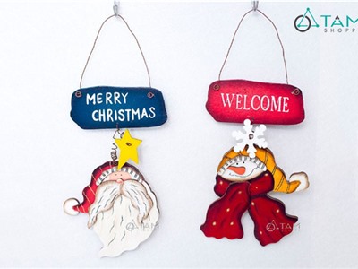 Bảng treo cửa Giáng sinh bằng sắt Vintage X-BTRC-35